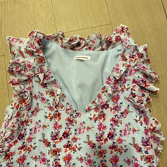 Club Monaco Blue Floral Dress - Picture 2 of 3